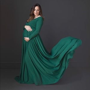 Emerald Green Maternity Photoshoot Dress